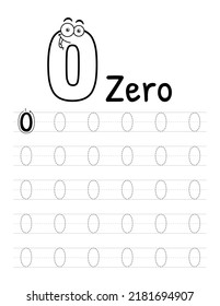 Number Tracing Interior For Kids. Children Writing Worksheet. Premium Vector Elements.