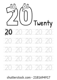 Number Tracing Interior For Kids. Children Writing Worksheet. Premium Vector Elements.