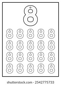 Number Tracing Practice Worksheets For Kids Number Eight 8