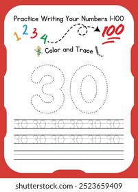 Hoja de trabajo de seguimiento de números para niños