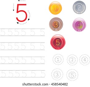 Number Tracing Worksheet Writing , 5