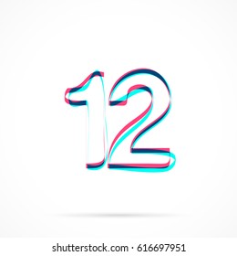 Number Twelve, 12 hand drawn with blue and pink highlighters, isolated on a blank background.
Vector illustration, easy to edit, manipulate, resize or colorize.