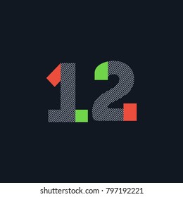 Number twelve 12 Logo Icon, filled with line pattern. Vector 