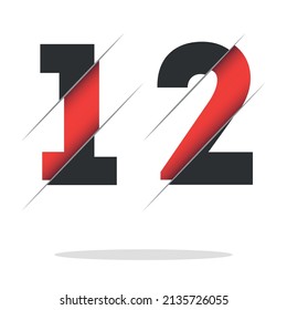 Number twelve. Anniversary logo Paper cut letter and elegance golden color isolated on black background, vector design for celebration, invitation card, and greeting