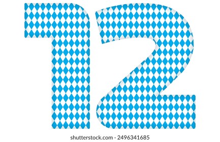 Number Twelve With Bavarian Oktoberfest Seamless Pattern Vector Illustration. Number 12 Isolated On A White Background
