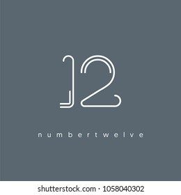 Number twelve, Digit 12 Logo Icon vector template.