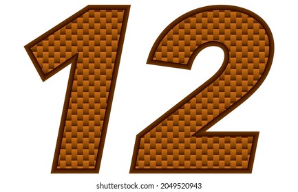 Number Twelve Vector Illustration. Orange Patterned Number 12 Isolated On A White Background
