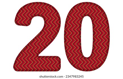Number Twenty With Abstract Geometric Pattern. Number 20 Isolated On A White Background