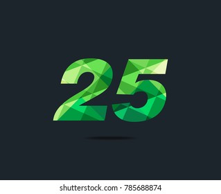 Number twenty five 25 Logo Icon, filled with geometric pattern. polygon letter. Vector Element.
