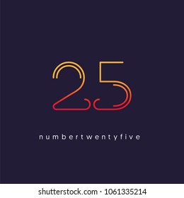 Number Twenty five, Digit 25 Logo Icon vector template.

