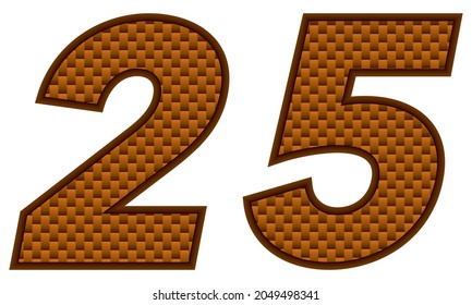 Nummer 25 Vektorgrafik. orangefarbene Nummer 25 einzeln auf weißem Hintergrund
