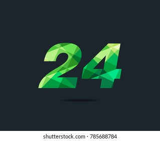Number twenty four 24 Logo Icon, filled with geometric pattern. polygon letter. Vector Element.