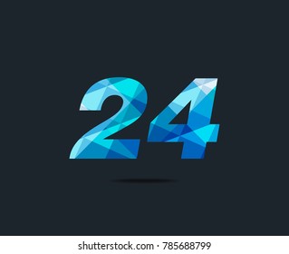 Number twenty four 24 Logo Icon, filled with geometric pattern. polygon letter. Vector Element.