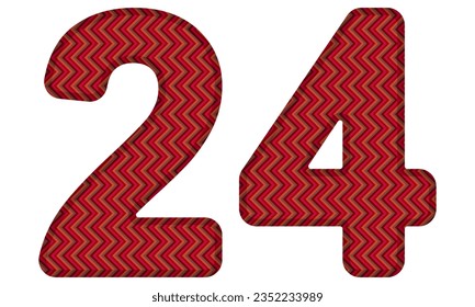 Number Twenty Four With Abstract Geometric Pattern. Number 24 Isolated On A White Background