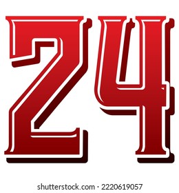 Number Twenty Four Vector Illustration. Number 24 Isolated On A White Background
