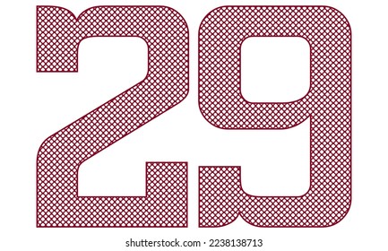 Number Twenty Nine With Abstract Pattern Vector Illustration. Number 29 Isolated On A White Background
