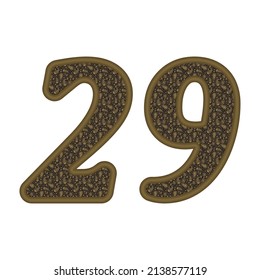 Number Twenty Nine With Arabian Style Arabesque Pattern Eastern Ethnic Ornament. Number 29 Isolated On A White Background
