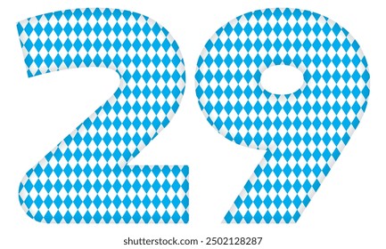 Number Twenty Nine With Bavarian Oktoberfest Seamless Pattern Vector Illustration. Number 29 Isolated On A White Background
