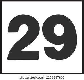 Number twenty nine  isolated on white background vector illustration. 29