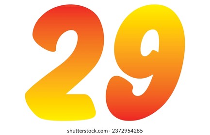 Number Twenty Nine Isolated On A White Background. Number 29 Vector Illustration