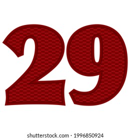 Number Twenty Nine Vector Illustration. Red Number 29 With Abstract Pattern Isolated On A White Background
