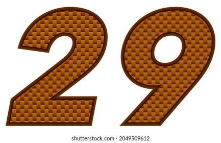 Number Twenty Nine Vector Illustration. Orange Patterned Number 29 Isolated On A White Background
