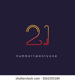 Number Twenty one, Digit 21 Logo Icon vector template.

