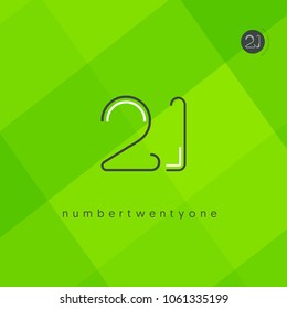 Number Twenty one, Digit 21 Logo Icon vector template.

