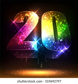 Number twenty. Salute- vector isolated on black background