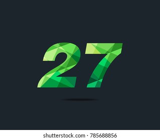 Number twenty seven 27 Logo Icon, filled with geometric pattern. polygon letter. Vector Element.