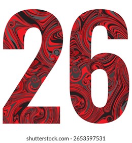 Número Vinte E Seis Com Padrão Preto E Vermelho Abstrato