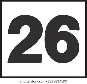 Number twenty six  isolated on white background vector illustration. 26