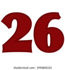Number Twenty Six Vector Illustration. Red Number 26 With Abstract Pattern Isolated On A White Background
