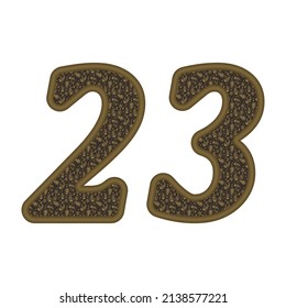 Número Veintitrés Con Ornamento Étnico Oriental De Estilo Árabe. Número 23 Aislado En Un Fondo Blanco
