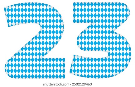 Number Twenty Three With Bavarian Oktoberfest Seamless Pattern Vector Illustration. Number 23 Isolated On A White Background
