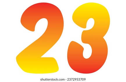Number Twenty Three Isolated On A White Background. Number 23 Vector Illustration