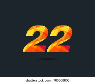 Number twenty two 22 Logo Icon, filled with geometric pattern. polygon letter. Vector Element.