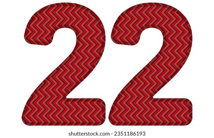 Number Twenty Two With Abstract Geometric Pattern. Number 22 Isolated On A White Background