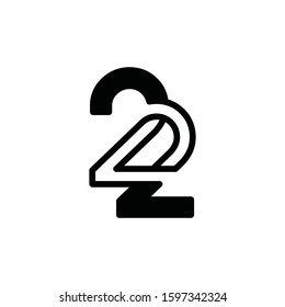 Number Twenty two  Digit 22 Logo Icon vector template