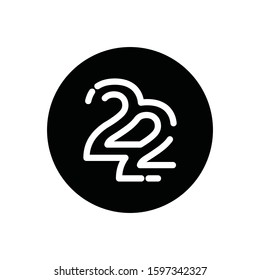 Number Twenty two  Digit 22 Logo Icon vector template