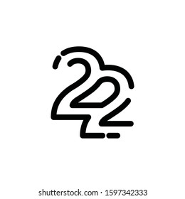 Number Twenty two  Digit 22 Logo Icon vector template
