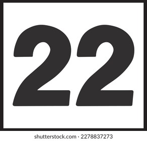 Number  twenty two isolated on white background vector illustration. 22
