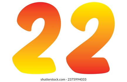 Number Twenty Two Isolated On A White Background. Number 22 Vector Illustration