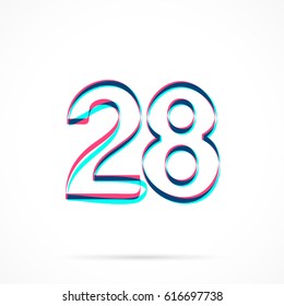 Number Twentyeight 28 Hand Drawn Blue Stock Vector (Royalty Free) 616697738