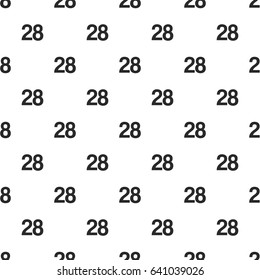 Number Twenty-eight, 28 seamless pattern, isolated on white background. Vector illustration, easy to edit.