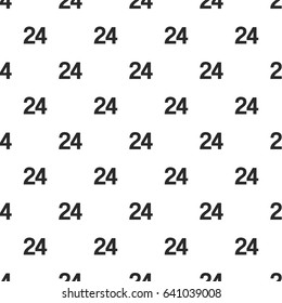 Number Twenty-four, 24 seamless pattern, isolated on white background. Vector illustration, easy to edit.