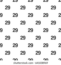 Number Twenty-nine, 29 seamless pattern, isolated on white background. Vector illustration, easy to edit.