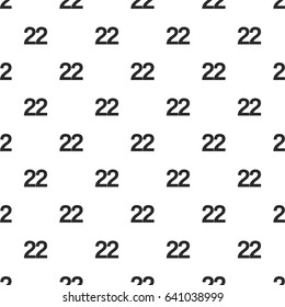 Number Twenty-two, 22 seamless pattern, isolated on white background. Vector illustration, easy to edit.