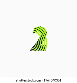 Nummer zwei (2) in grüner und blauer Farbe auf gebogenen Linien, bearbeitbarer Vektorgrafik