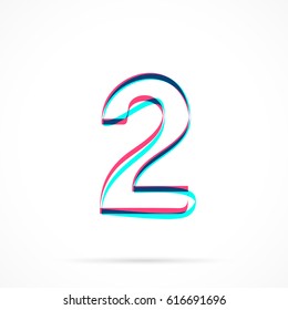 Number Two, 2 hand drawn with blue and pink highlighters, isolated on a blank background.
Vector illustration, easy to edit, manipulate, resize or colorize.